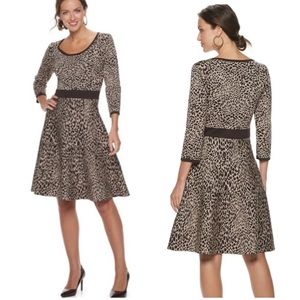 Women’s Leopard Print Fit & Flare Knit Dress
